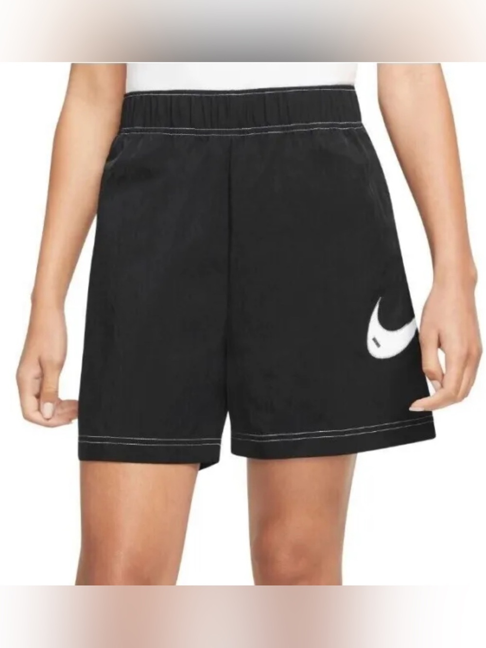 Nike Sportswear Swoosh Women's Woven High-Rise Shorts DM6752-010 Black Size S